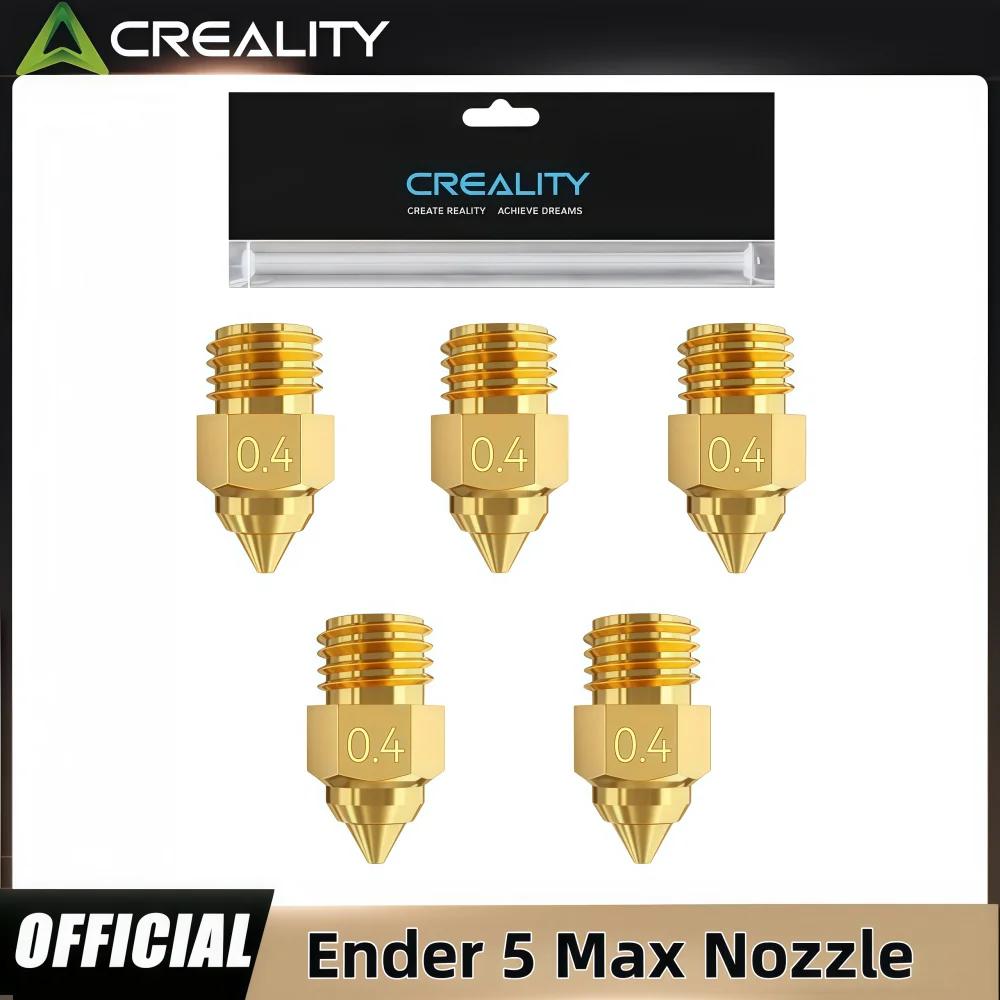 

Creality Original Ender 5 Max Brass Nozzles,0.4/0.6/0.8mm 3D Printer Hotend Nozzle, Less Clogging No Leakage, High Hardness