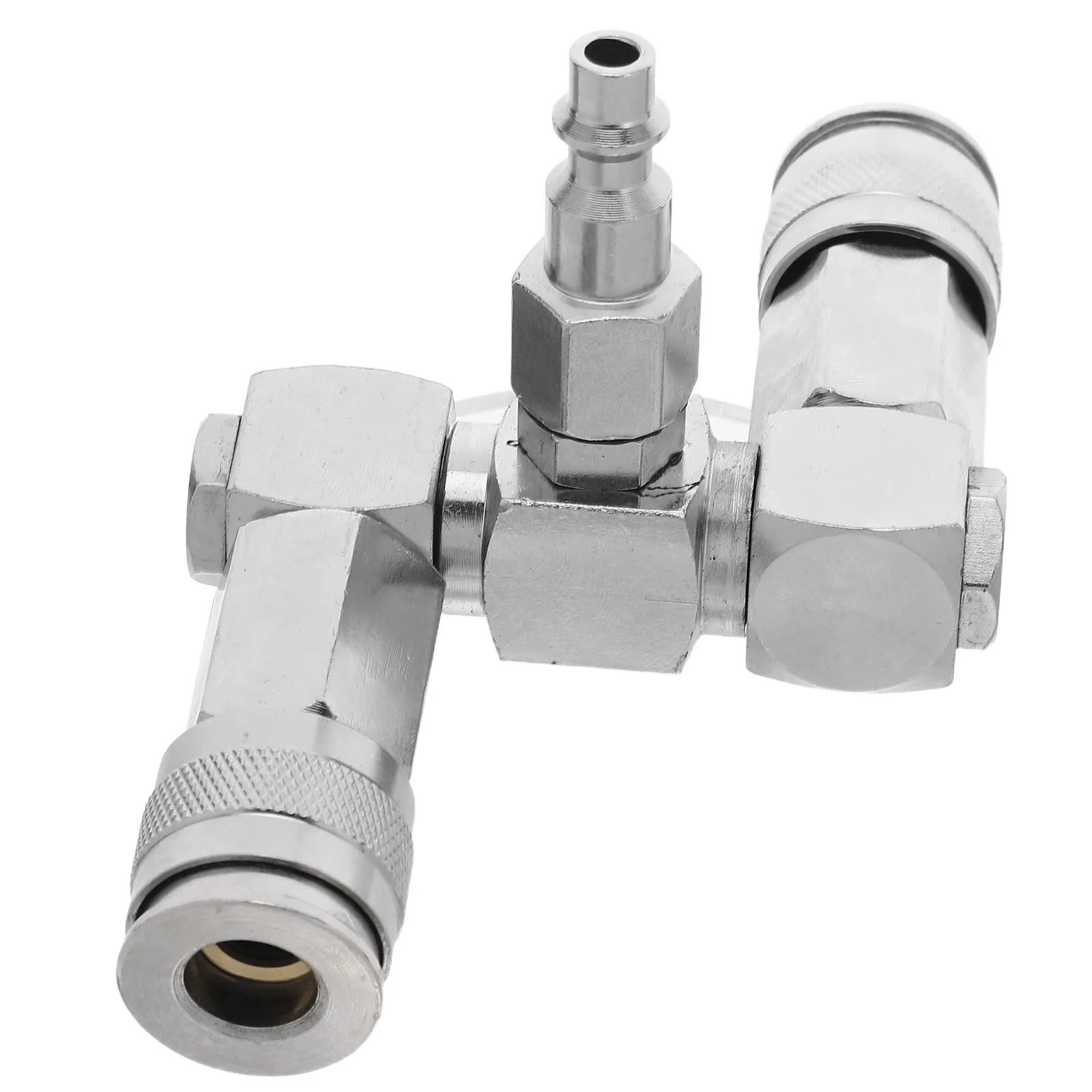 Universal Swivel Air Fitting 360 Degree Rotating 2 Way Pneumatic Hose Splitter Quick Release for Air Tool