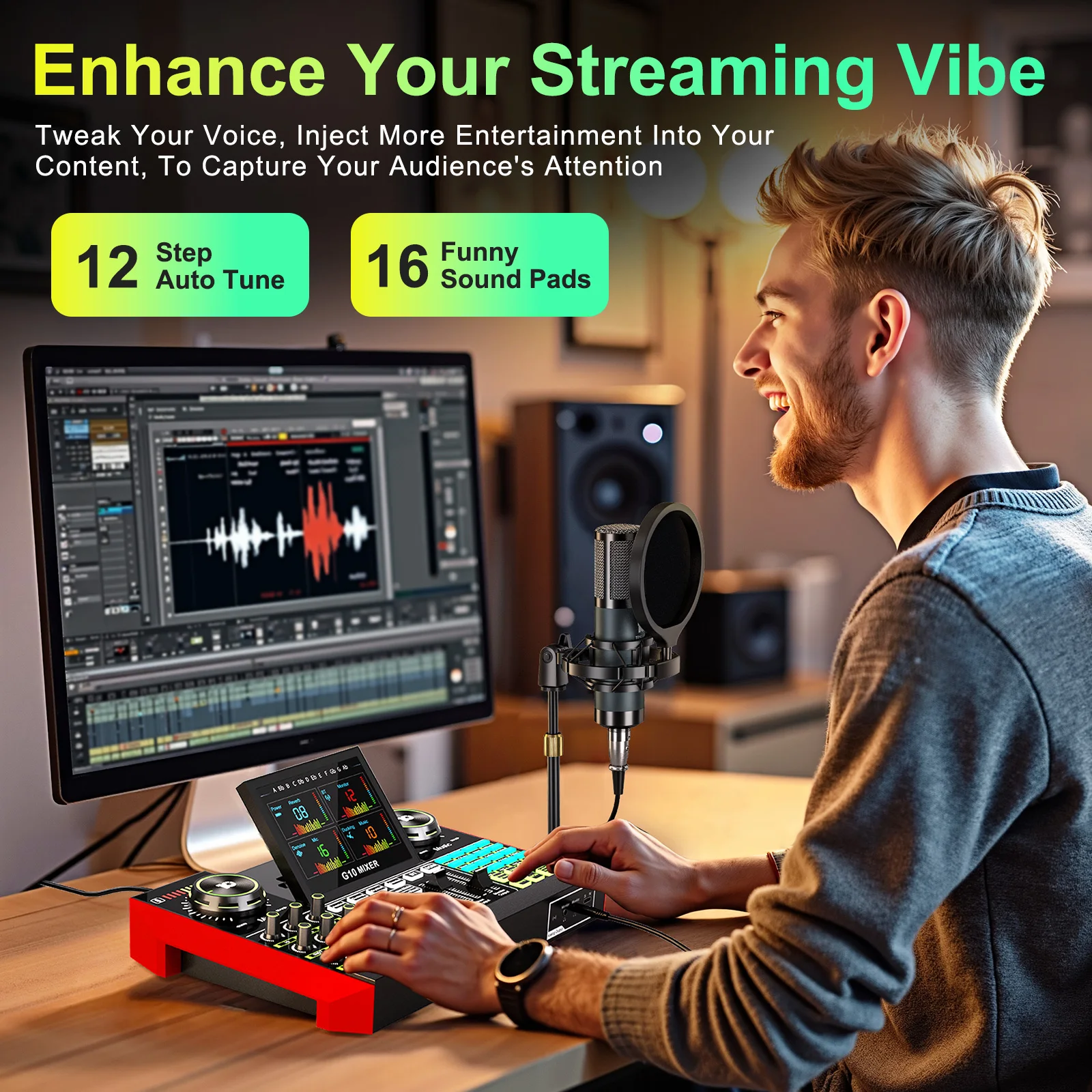 Pc Gaming Youtubers - Tenlamp G10-P15B Podcast Microphone Bundle Kit