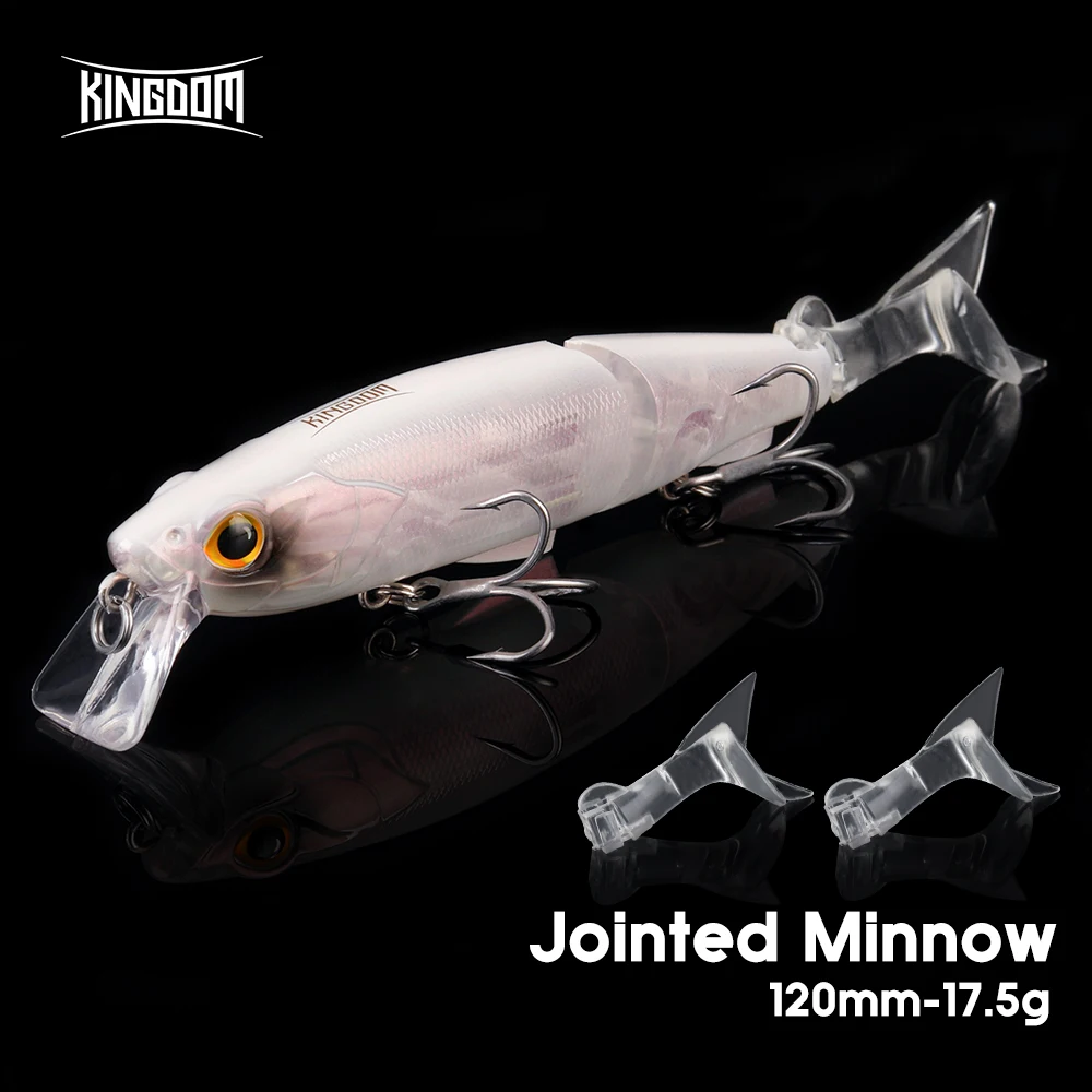 Kingdom Multi Jointed Minnow-Köder, 120 mm, 17,5 g, schwimmende Oberfläche, harte Köder, T-Tail-Swimbait, harte Wobbler zum Angeln auf Barschforellen