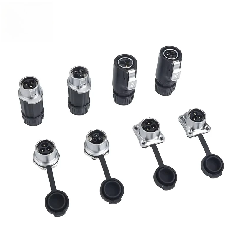 LP20 Circular Electrical IP67 Waterproof LED Power Male Plug Copper Aviation Screw Cable Connector 3 Pin