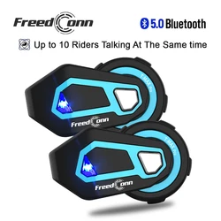 Freedconn Group Motorcycle Intercom Moto Helmet  Bluetooth Headset 1200M Music share Communicator Helmets Speaker FM Waterproof