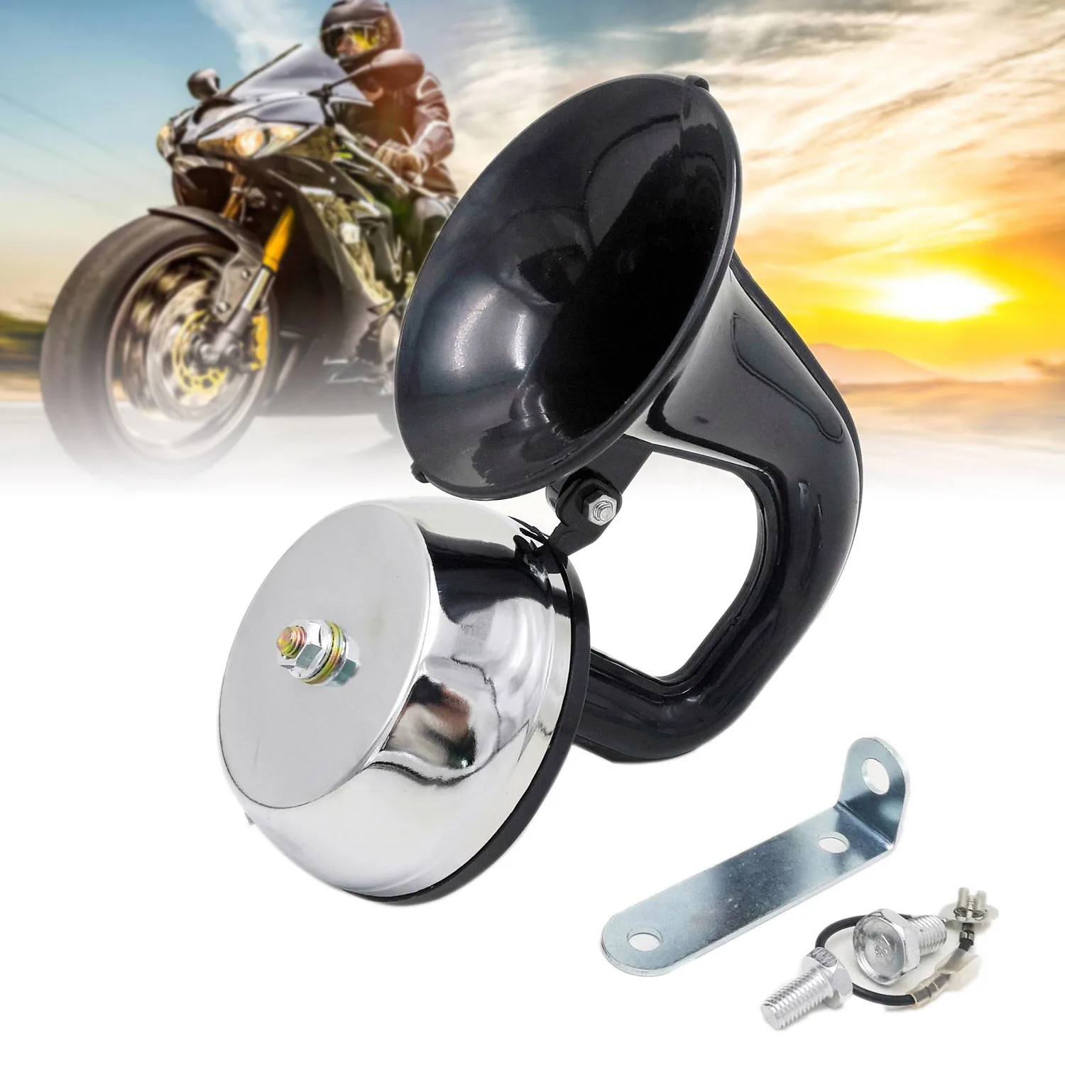 

1PC Waterproof Horns Train Air Horn Trumpet Black For Motorcycle Bike Truck DC12V 300Db Car Engine Replacement Parts