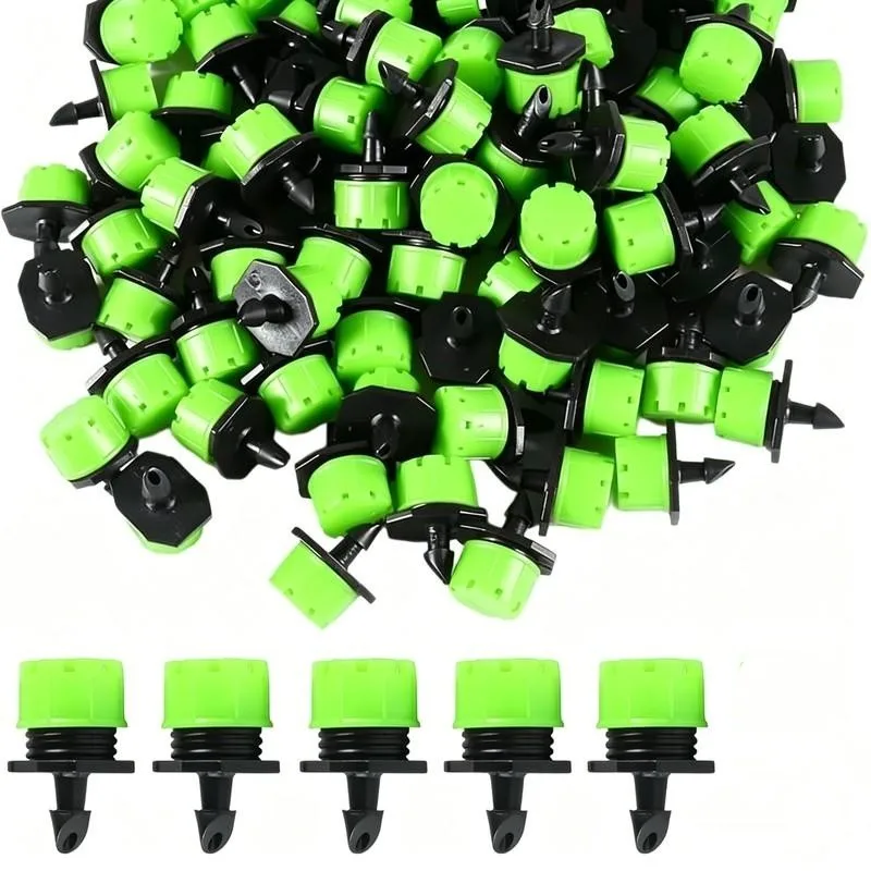 Green Adjustable Sprinklers 19 pcs, Adjustable Flow Control, Green 8-Hole Design, for Orchard Greenhouse Irrigation