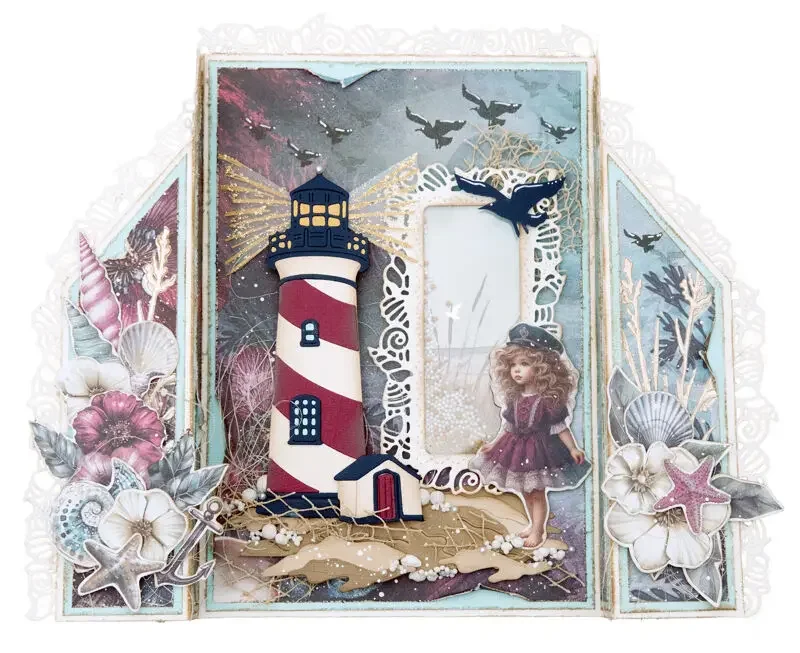 Scrapbook  2026 New Sea Lighthouse Shell Hope Blister Metal Cutting Die Silicone Stamp Stencil Photo Album DIY Paper Embossing