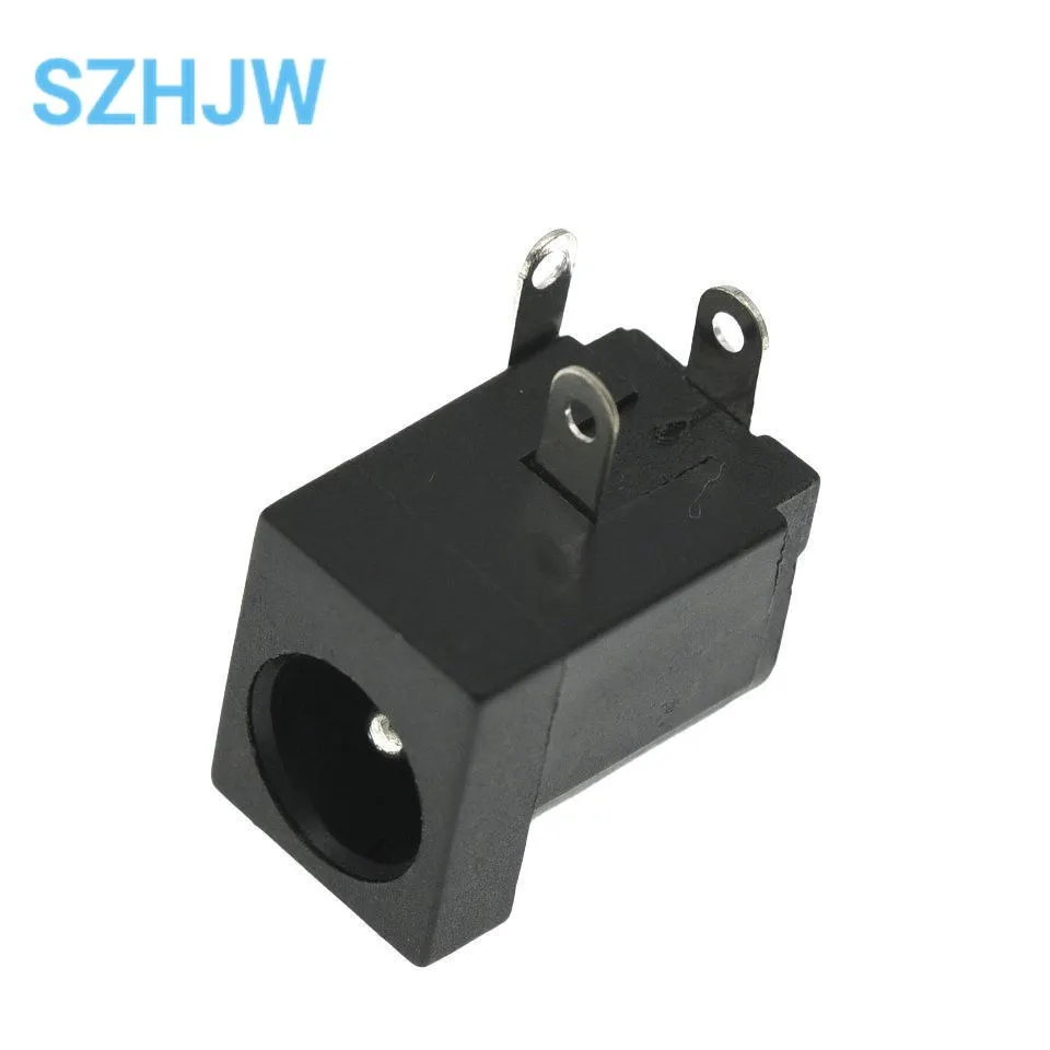 Conector de alimentación de CC negro, 10 piezas, 5,5x2,1 MM, DC-005, conectores de CC, tipo barril, ángulo recto, Terminal de montaje PCB