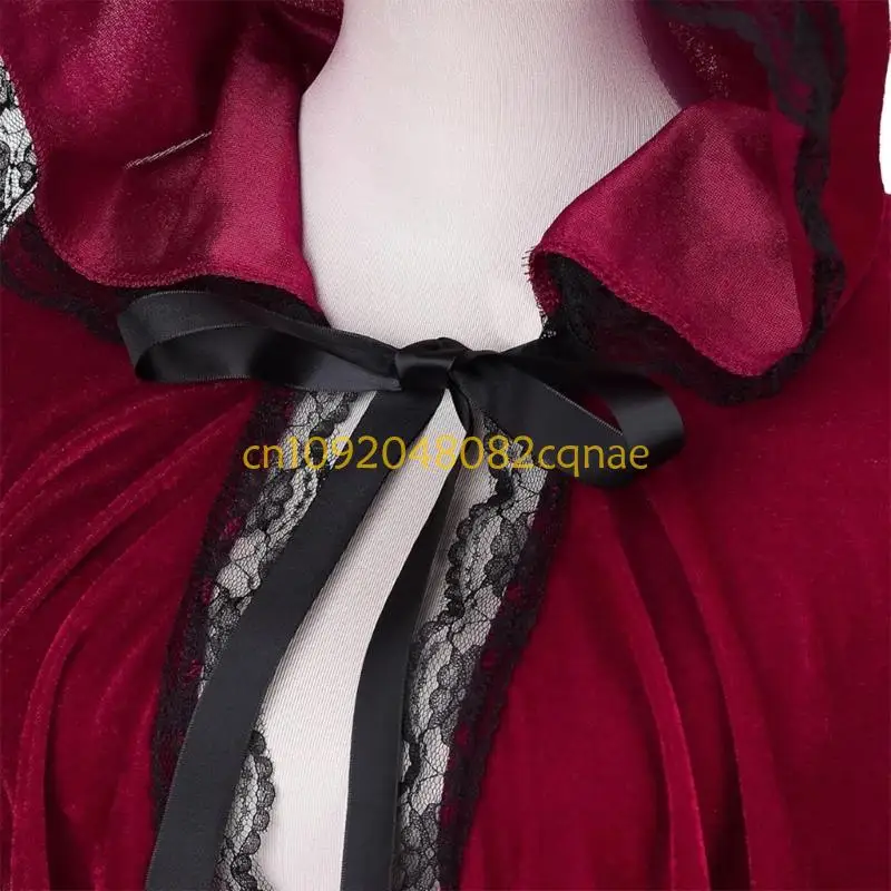Stylish Lace Accented Velvets Cloak Holiday Party Outerwear Unisex Suitable for Seasonal Celebrations And Daily Use