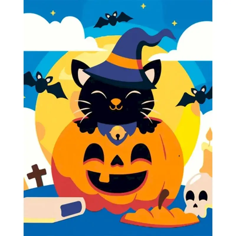 

GATYZTORY Modern Painting By Numbers With Frame 40x50cm Kits Pumpkin Cat Landscape Picture With Numbers For Home Decors