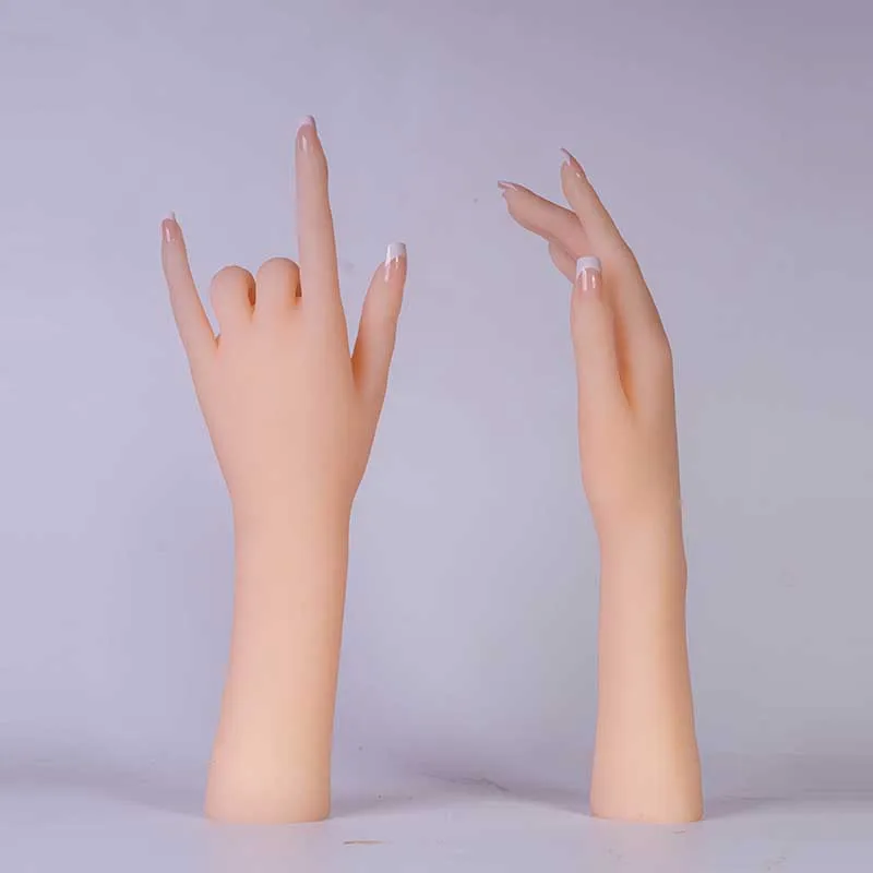 Silicone Female Hand Model High Simulation Fake Nail Art TPE Hands DW03 Medical Painting Teaching Display Props for Shooting