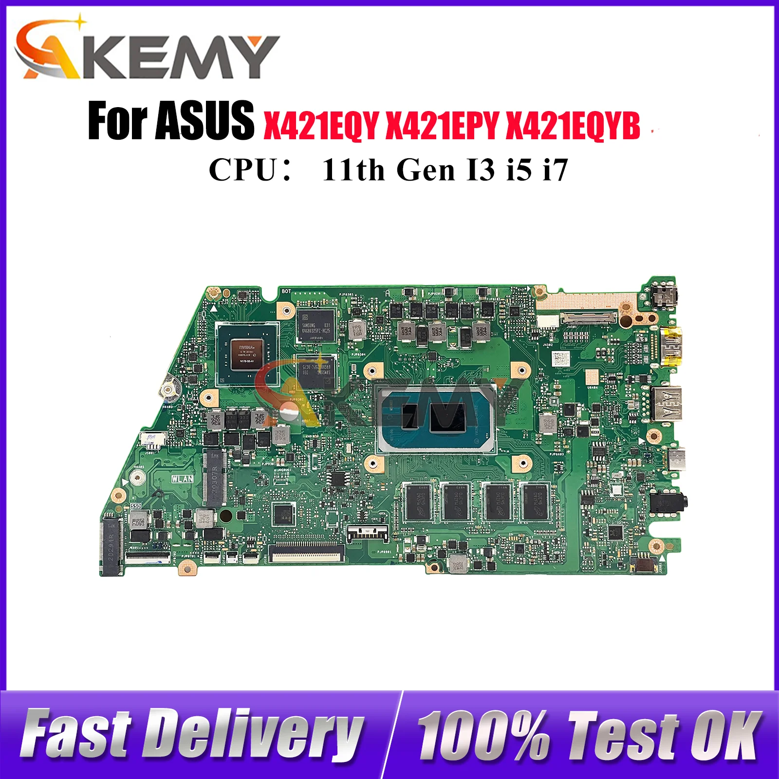 

X421EQ Материнская плата для ноутбука ASUS K433E R421E X421EQY X421EPY X421EQYB V433E ADOL14EA X421E I421E Материнская плата 11-го поколения I3 i5 i7 U