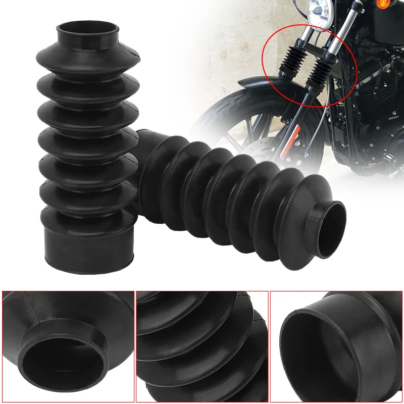 39mm Motorcycle Black Tube Hole Front Fork Guard Cover Protector Rubber Gaiter Shock Boots For Harley Dyna FXD Sportster XL