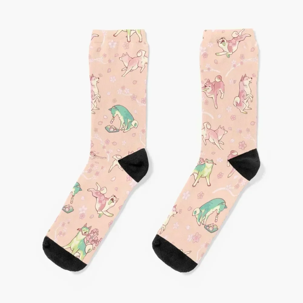 Shibakura & Matchinu in Peachy Socks جوارب رياضية كلاسيكية للتنزه سيرًا على الأقدام للأطفال والرجال جوارب نسائية
