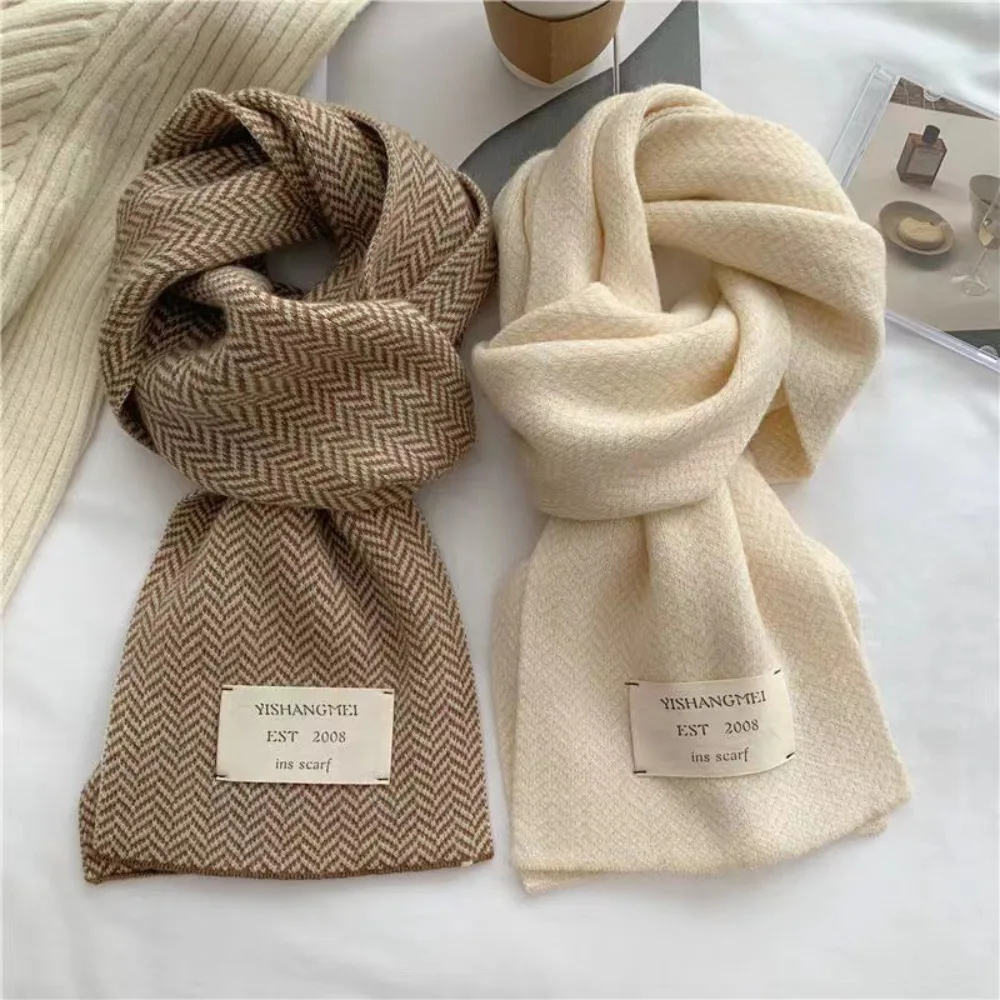 Ladies Women\'s Winter Scarves High Quality Knitted Scarf Vintage Stripe Pattern Scarves Winter Outdoor Warm Scarves