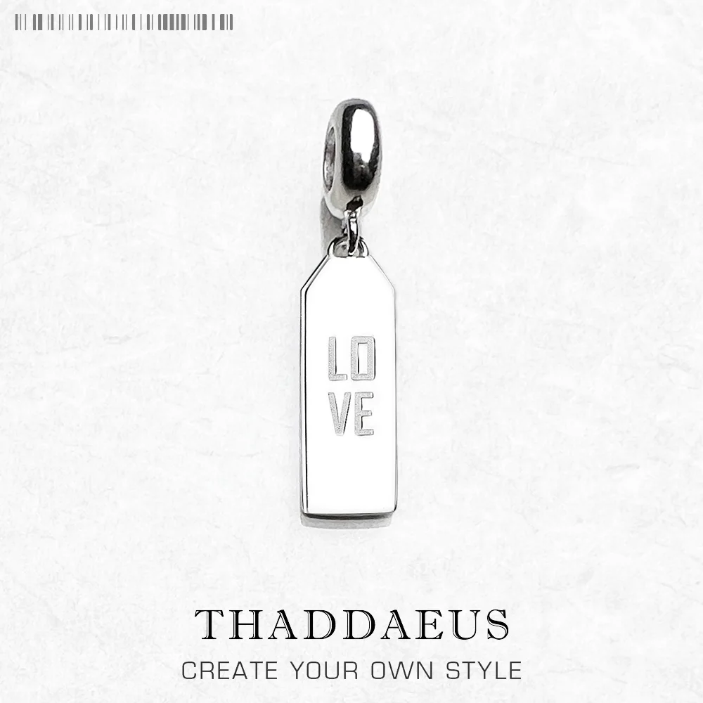 Hot 925 Sterling Silver Love Tag Dangle Charm Pendants Brand New Romantic Lucky Gift dla kobiet Biżuteria męska