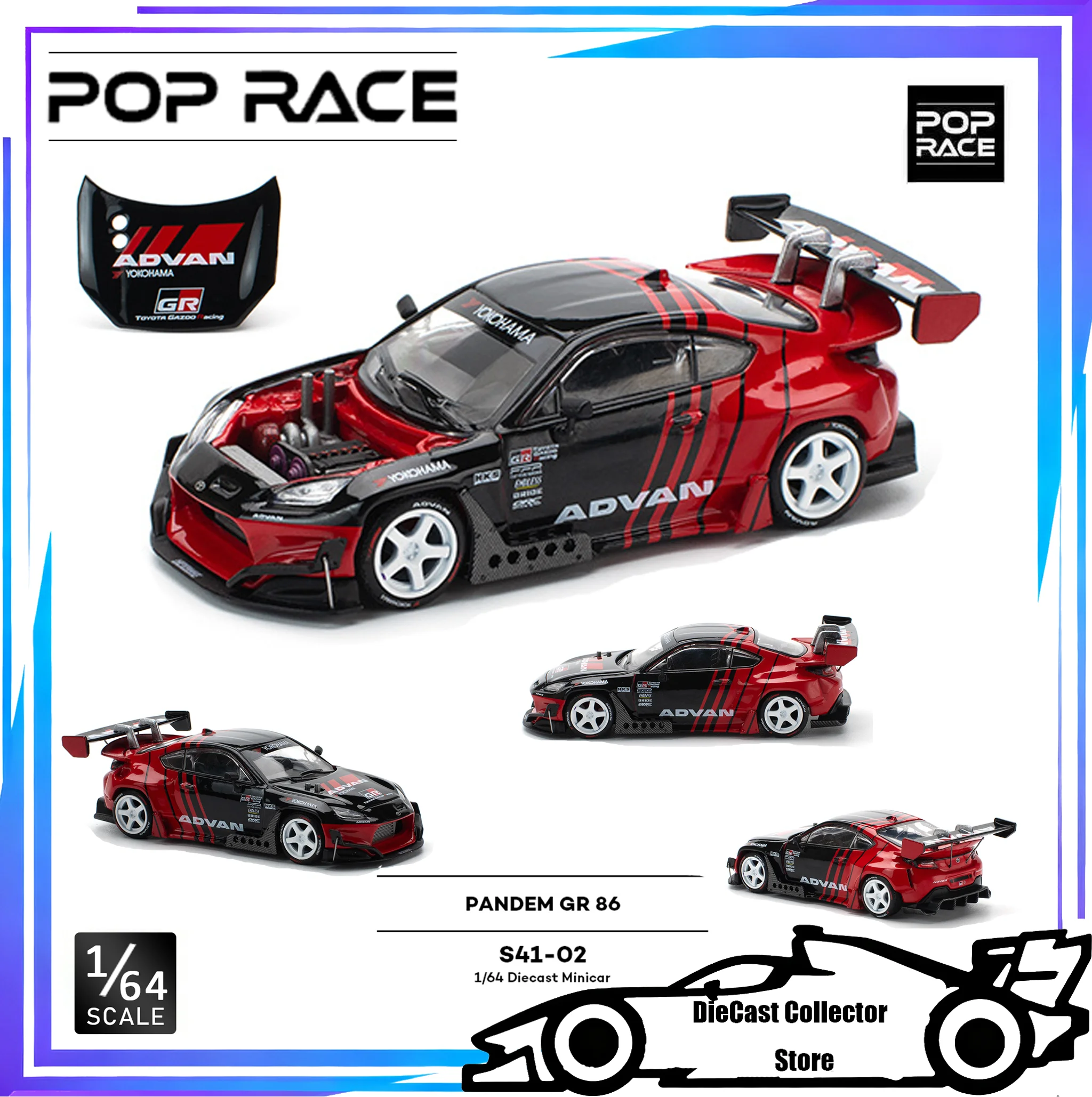 

POPRACE 1/64 TOYOTA PANDEM GR 86 Alloy Car Model Children Gift