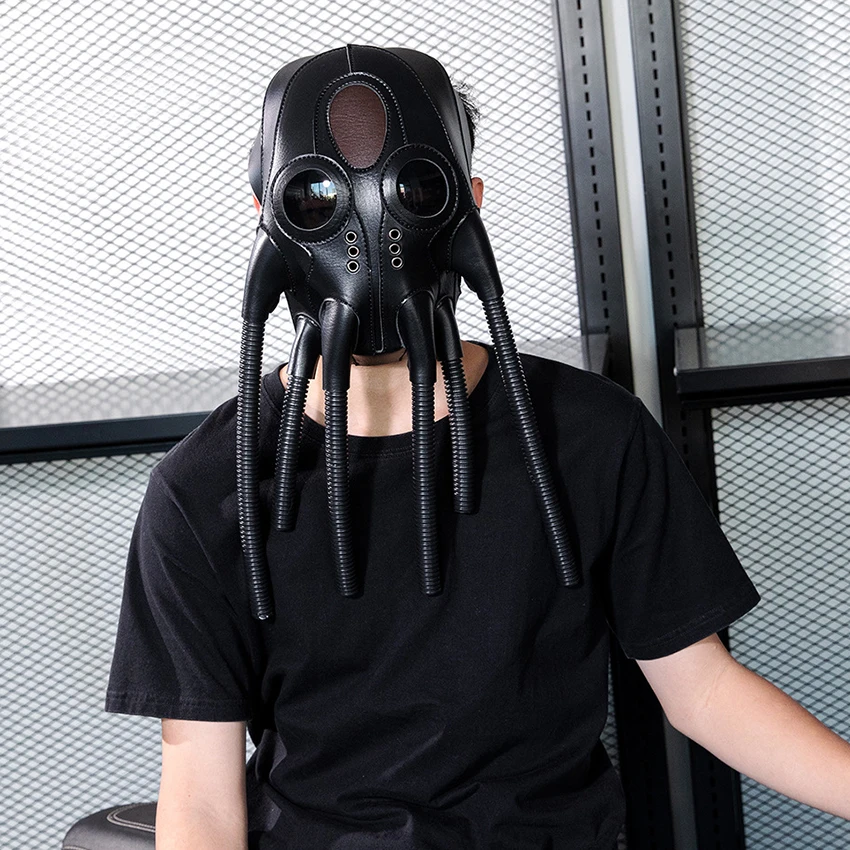 Xenomorph Alien masque en cuir médiéval Steampunk Halloween monstre Cosplay tentacule drôle carnaval mascarade fête masque de poulpe