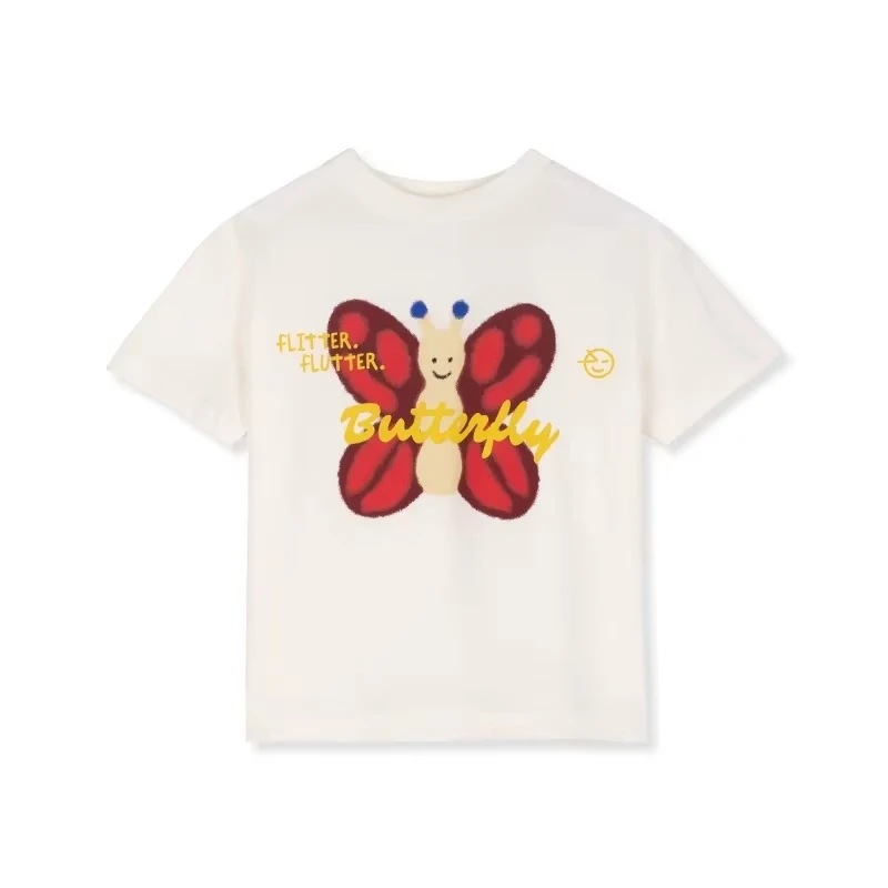New Summer Children's Short-sleeved Casual Cotton T-shirt Printed with Cartoon Animal Patterns Breathable Cotton Round Neck