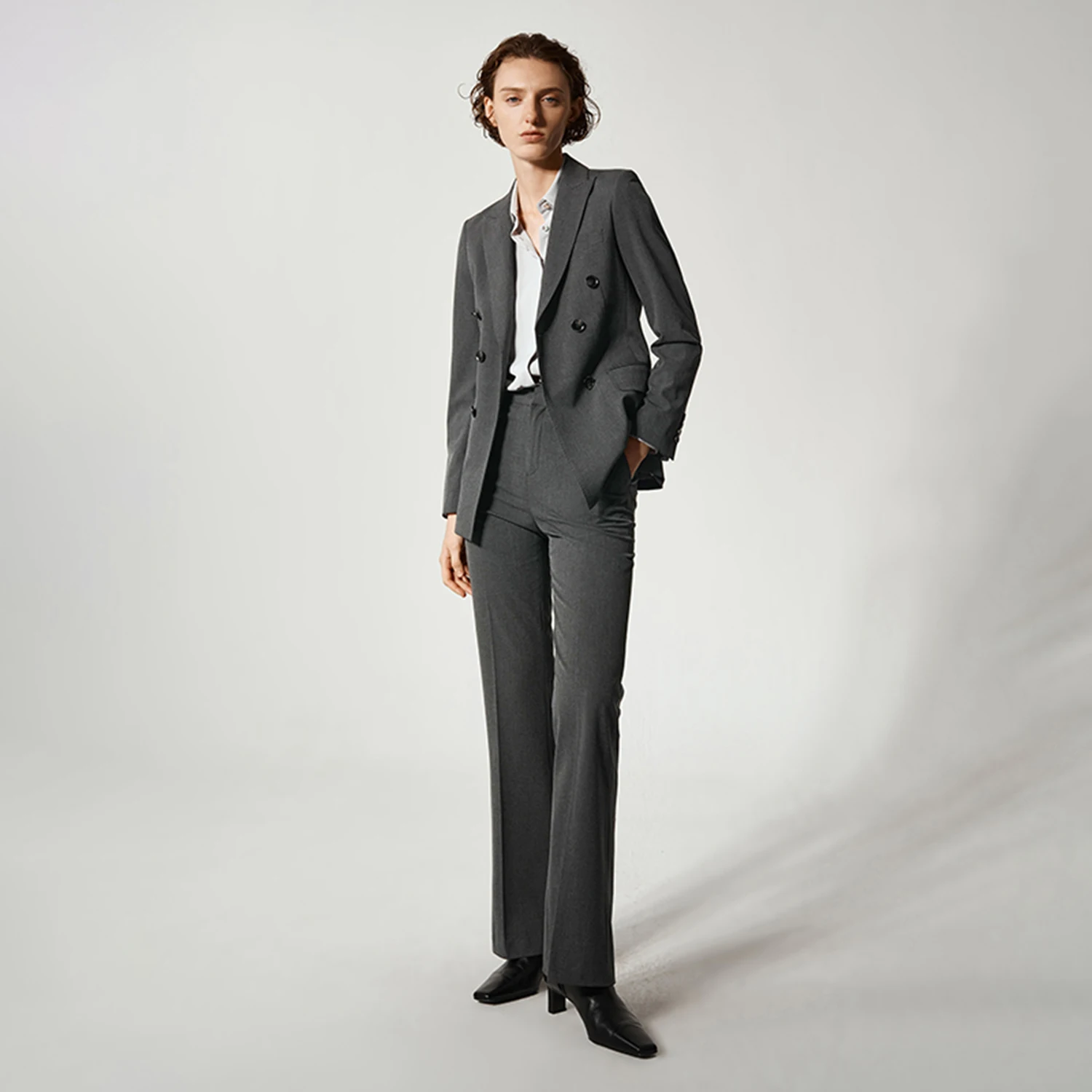 Allingentle Damesbroekpak 2-delige set Double-Breasted Damesblazer Slim Fit Mode voor kantooroutfits Aanpassen