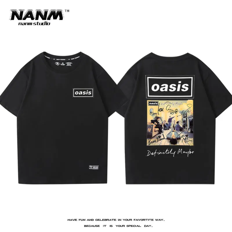 

Oasis American Y2k Hip-hop Rock Sports Music Street Fitness Summer Loose Men's T-shirt Top Women's T-shirt Couple Style