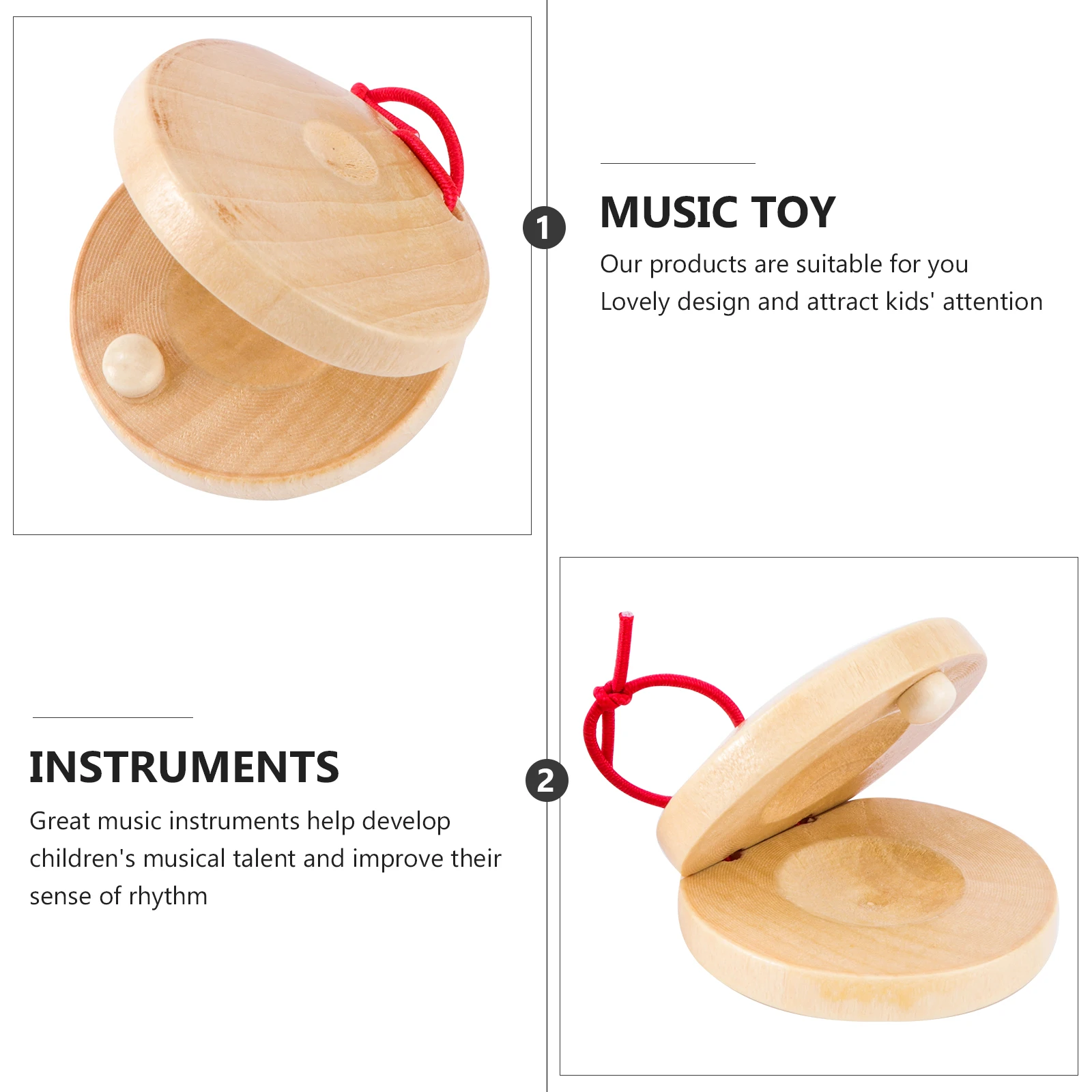 

4pcs Wooden For Kids Lightweight Preschool Music Instrument Toddler Castanet Educational Percussion Rhythm