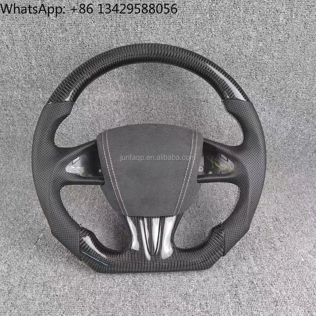 

Fit 2017-2024 Infiniti Q50L QX50 QX60 QX55 Q50 Q60 with Flat Bottom Real Carbon Fiber for Alcantara Leather Wrap Steering Wheel
