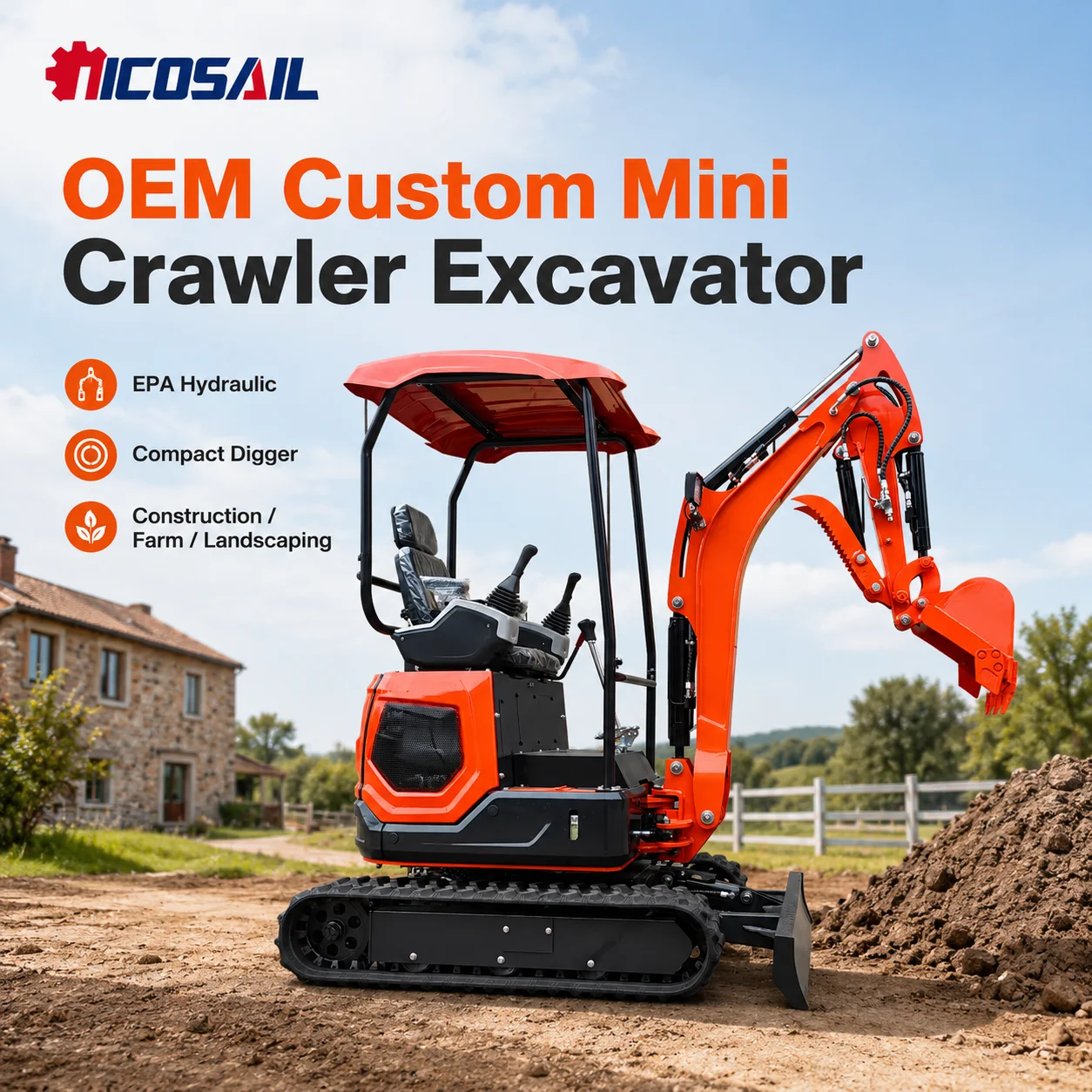 Agriculture Farming Work - Escavadora Mini Compacta Hidráulica Personalizada OEM