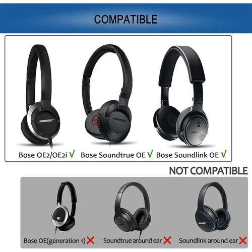 Imagen 2 del producto Almohadillas para los oídos con Bose On-Ear 2 OE2 / OE2i / SoundTrue SoundLink OE Almohadillas para los oídos de espuma viscoelástica de cuero proteico Reemplazo sobre la oreja
