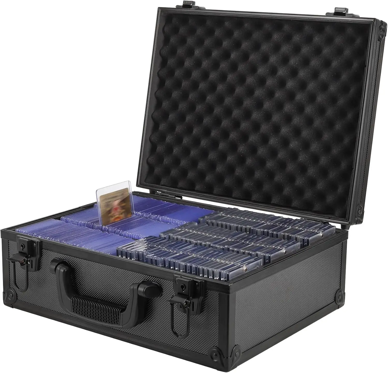 

Hard Case for 3x4 Inch Trading Cards, Holds 600+ Toploaders, Lock Included for Secure Storage