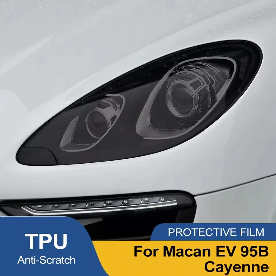Película Protectora Antiarañazos para Faros Delanteros de Porsche Macan Cayenne Macan EV – Kit de Vinilo TPU Negro Ahumado para Personalización de Luces de Auto
