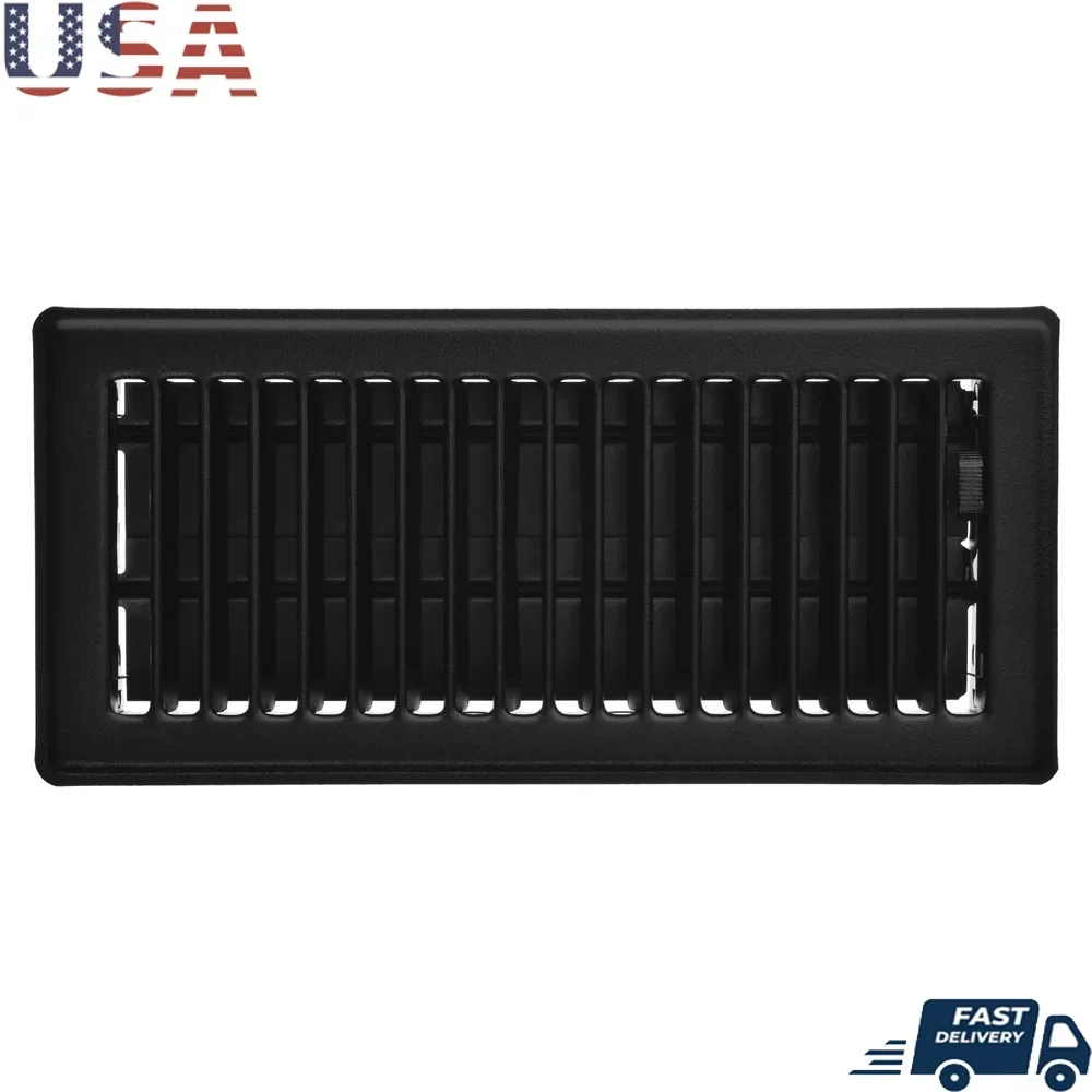 غطاء فتحة تهوية قابل للتعديل من الفولاذ الأسود غير اللامع مقاس 4 بوصة × 10 بوصة، تصميم متين وسهل التنظيف