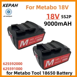 Bateria para ferramenta elétrica sem for Metabo, Drivers de broca, Martelos de chave, 18V, 9000mAh, 9.0Ah, 625592000, 625591000