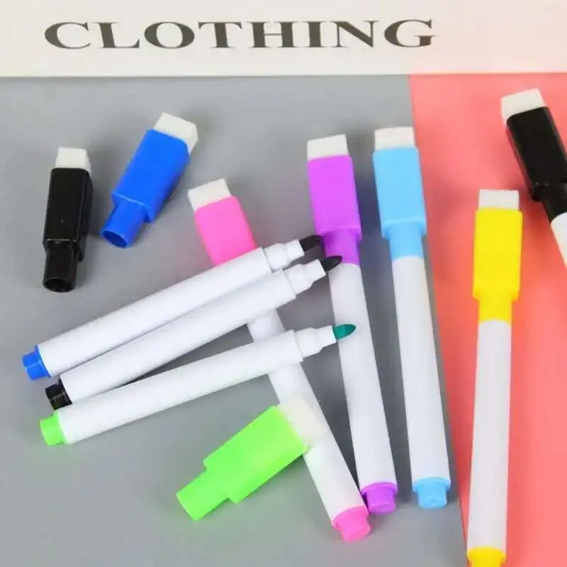 1 مجموعة Lytwtw's Creative مع فرشاة قلم صغير قابل للمسح قائم على الماء اللوازم المكتبية المدرسية قلم تحديد السبورة البيضاء