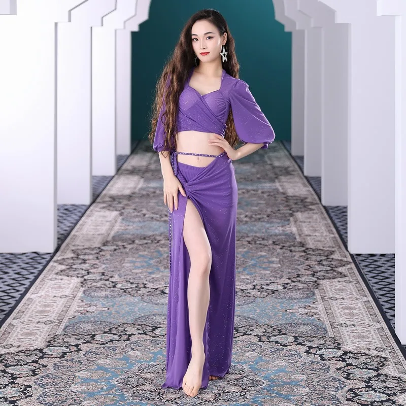 Customized Belly Dance Costumes Practice Dress New Long Skirt Performance Dress Sexy Beginner Belly Covering Female Suit Set