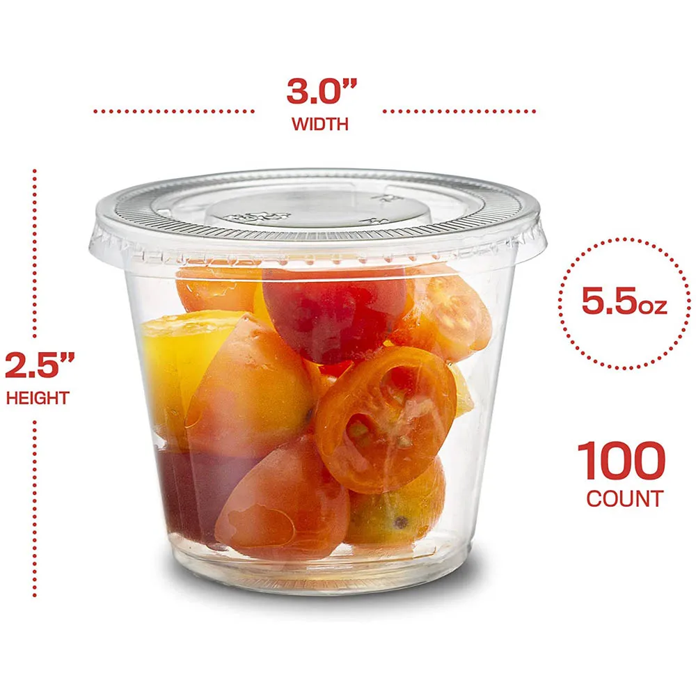 

100Pcs Disposable Plastic Cup with Lid Jelly Transparent Tart Container Yogurt Mousse Sauce Condiment Ice Cream Flan