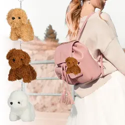 Cute Bag Charm Poodle Doll Key Chain Ring Pendant Simulation Dog Plush Toys DIY Accessories