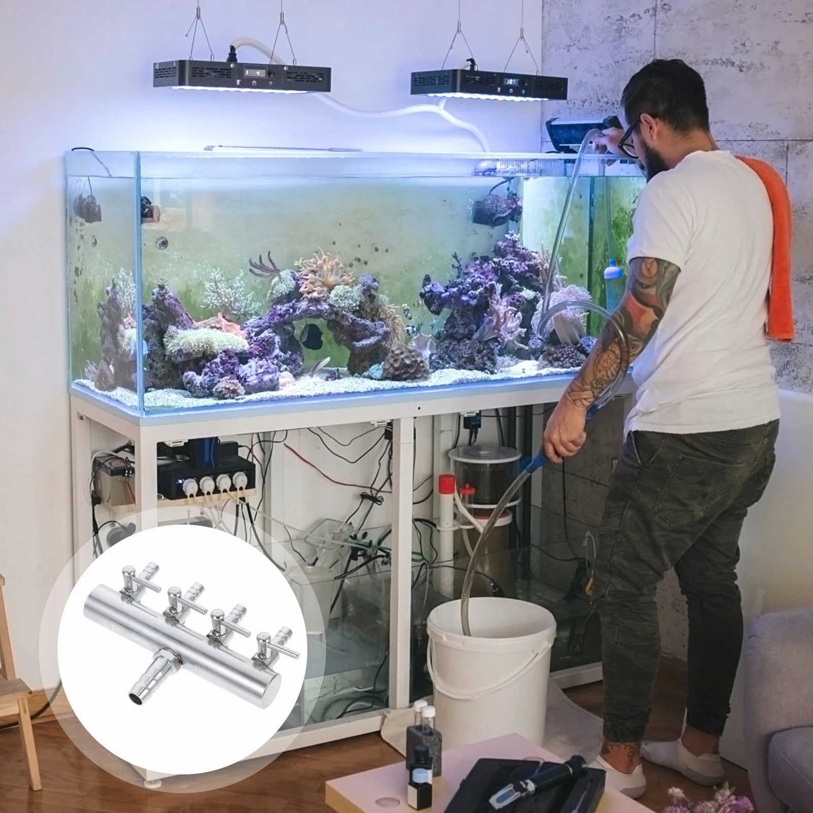 

8 to 4mm Stainless Steel Air Pump Flow Lever Aquarium Inline Control Splitter Oxygen Tube Distributor Air Pump Flow Lever