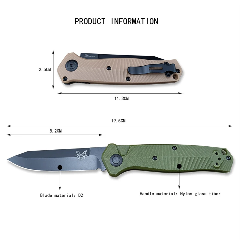 BM 8551 Outdoor Pocket Knife Mediator Assisted Folding Knives S90V Cerakote Plain Blade G10 Handle Portable Hunting Camping Tool