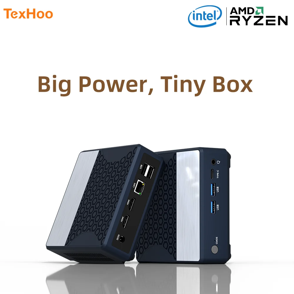 Mini PC Texhoo Zen+ Pocket AMD Ryzen7 3700U 8G DDR4 2400MHz 256G M.2 NVME SSD WIFI5 BT4.2 Windows 11 Pro Pantalla Radeon Vega 10