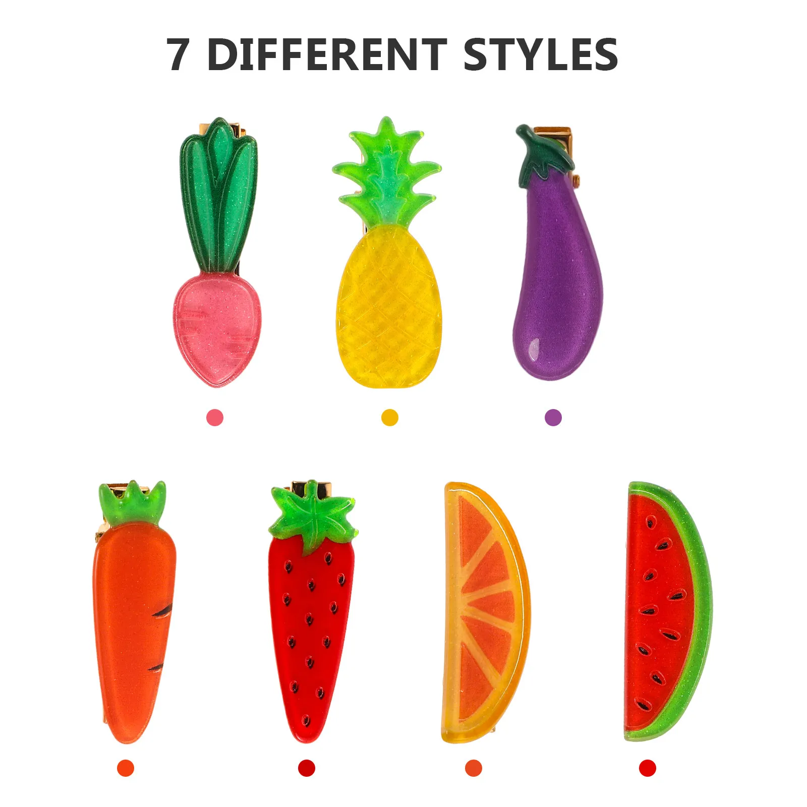 1Set Female Side Hair Clips Fruit Vegetable Theme Hair Charm Replacement Decorative for Women