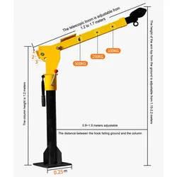 Vehicle crane 12V small crane truck with car crane 24V small crane 1 ton lifting cantilever crane