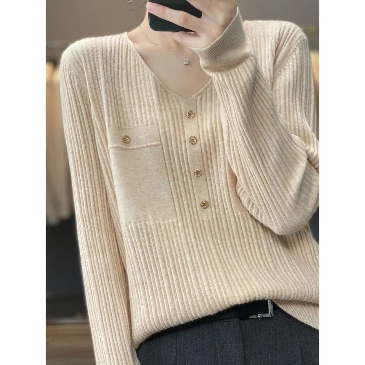 Women Sweater and Pullovers Fall Winter New Skinny Jumpers V-neck Basic Warm Sweater Pullovers Warm Winter Sweater