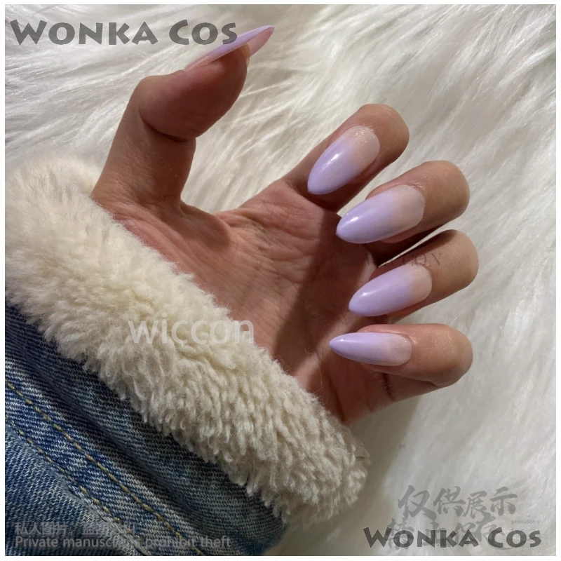 10 pezzi Press On Nails Gioco Genshin Impact Yumemizuki Mizuki Cosplay Unghie finte disegnate a mano per ragazze Donna Regali personalizzati