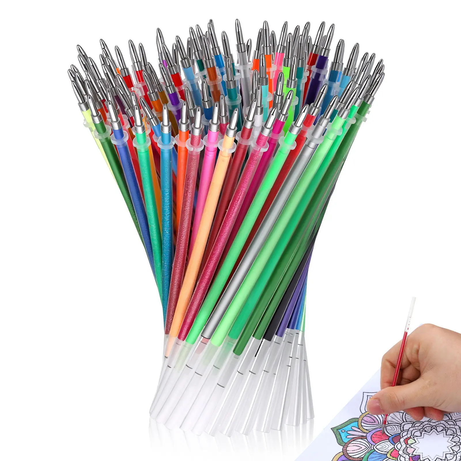 

100Pcs Glitter Pen Refills Plastic Strong Gel Pen Replacements Smooth Writing Stationery Office Use Glitter Pens for Adults