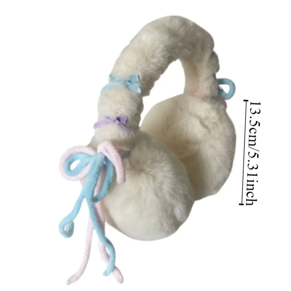 Trendy Earflap Bowknot Earmuffs Faux Rabbit Fur Soft Winter Ear Warmer Thicken Cold Protection Plush Ear Cover Girls