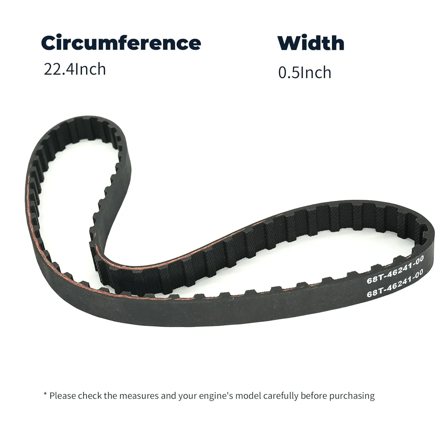 68T-46241 Marine Timing Belt Fit For Yamaha 4 Stroke 6 8 9.9 HP Boat Outboard Motors Engines 68T-46241-00 60R-G6241-00 18-15138