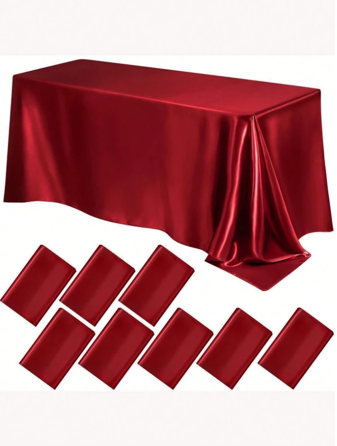 1pc Satin Rectangular Tablecloth, Smooth Silk-Like Fabric Suitable For Party, Wedding, Outdoor Event, Holiday Dinner, Banquet De