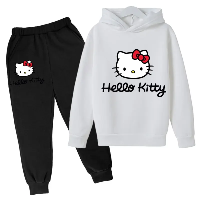 Hoodies Sets boys outfit set Kids hello kitty Clothes Girls Clothing Tops Pants Suits 4-14 Years Old ports Suits Hoodies Sweater