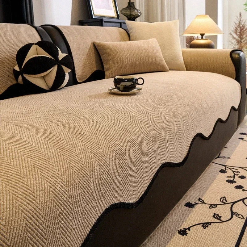 Solid Color Chenier Sofa Cushions Skin-friendly Breathe Comfortable Sofa Cover Cushion Multiple Sizes Available Home Decoration