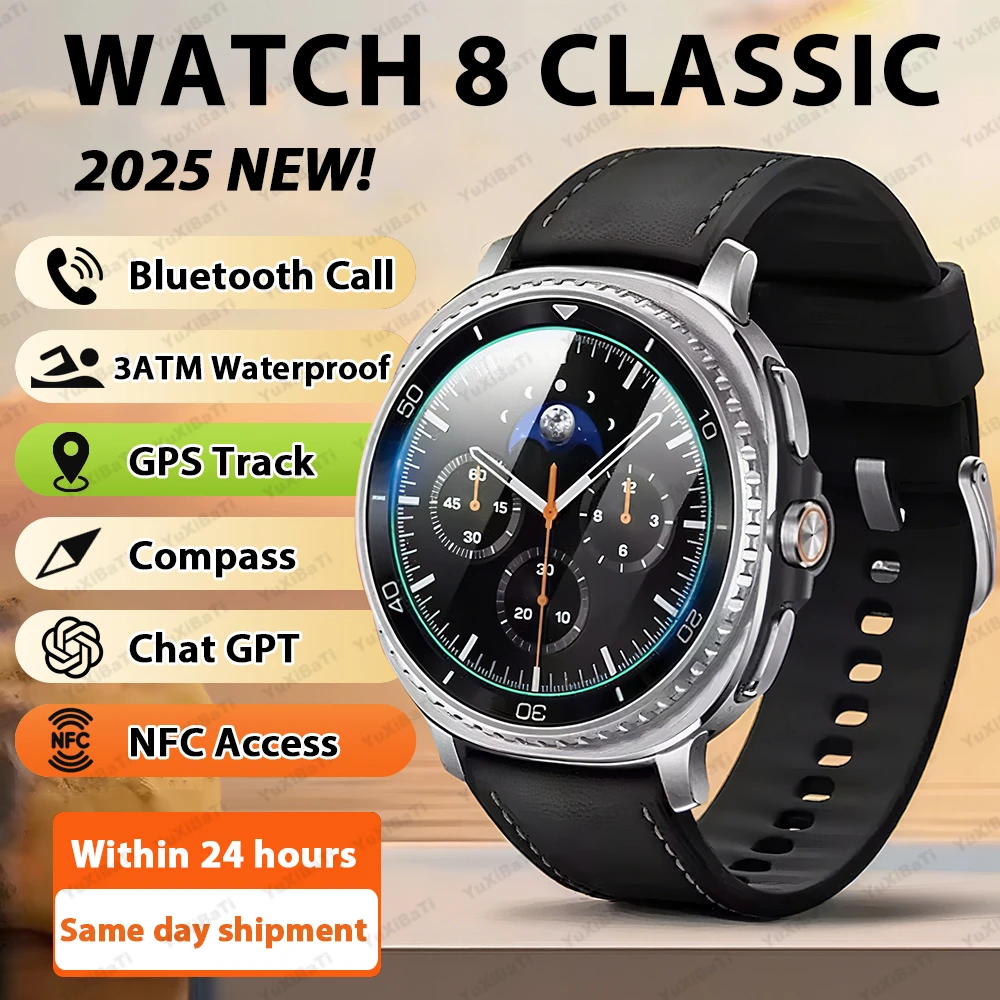 

Часы 8 Ultra Classic GPS Компас NFC SmartWatch Версия 46 мм AMOLEL Вращающийся циферблат BT Call 3ATM Водонепроницаемые часы 7 Модернизированные часы