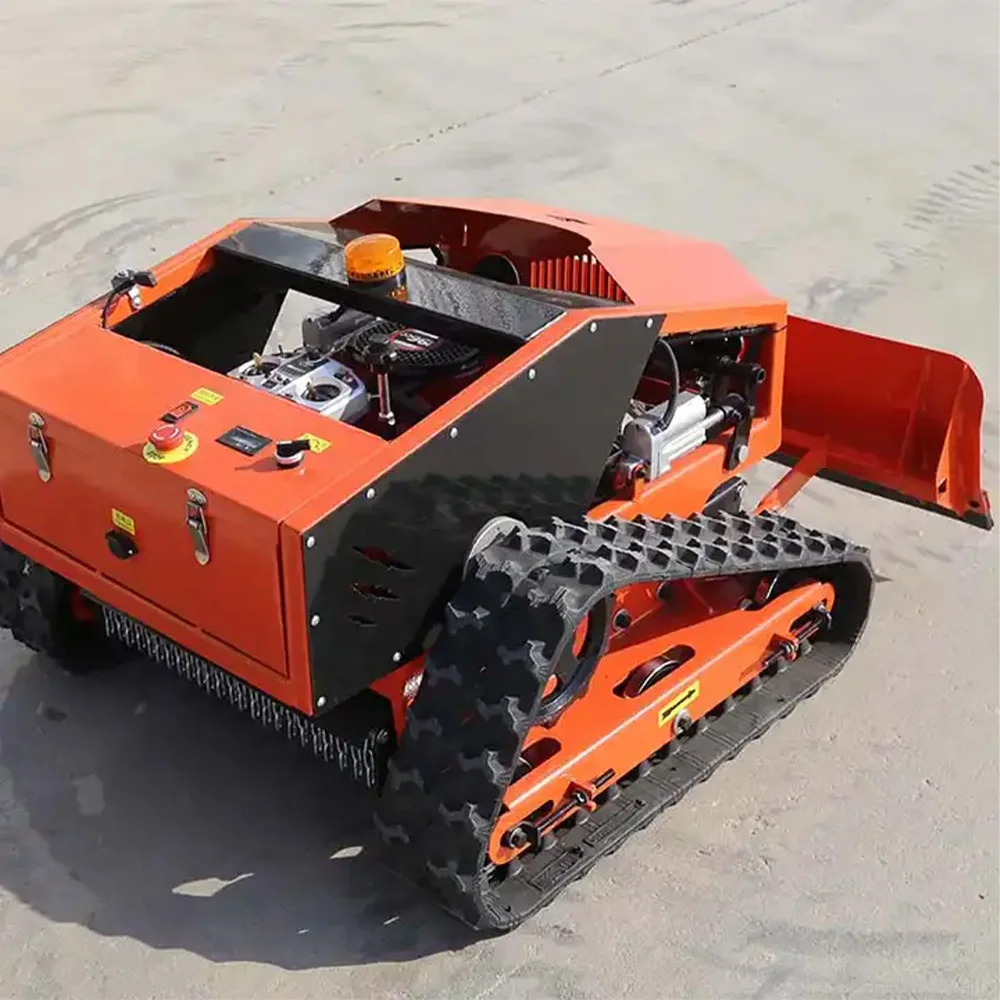 Self Propelled Remote Control Robot Gas Lawn Mower Snow Plow Blade Track Crawler Road Sidewalk Cleaning Equipment